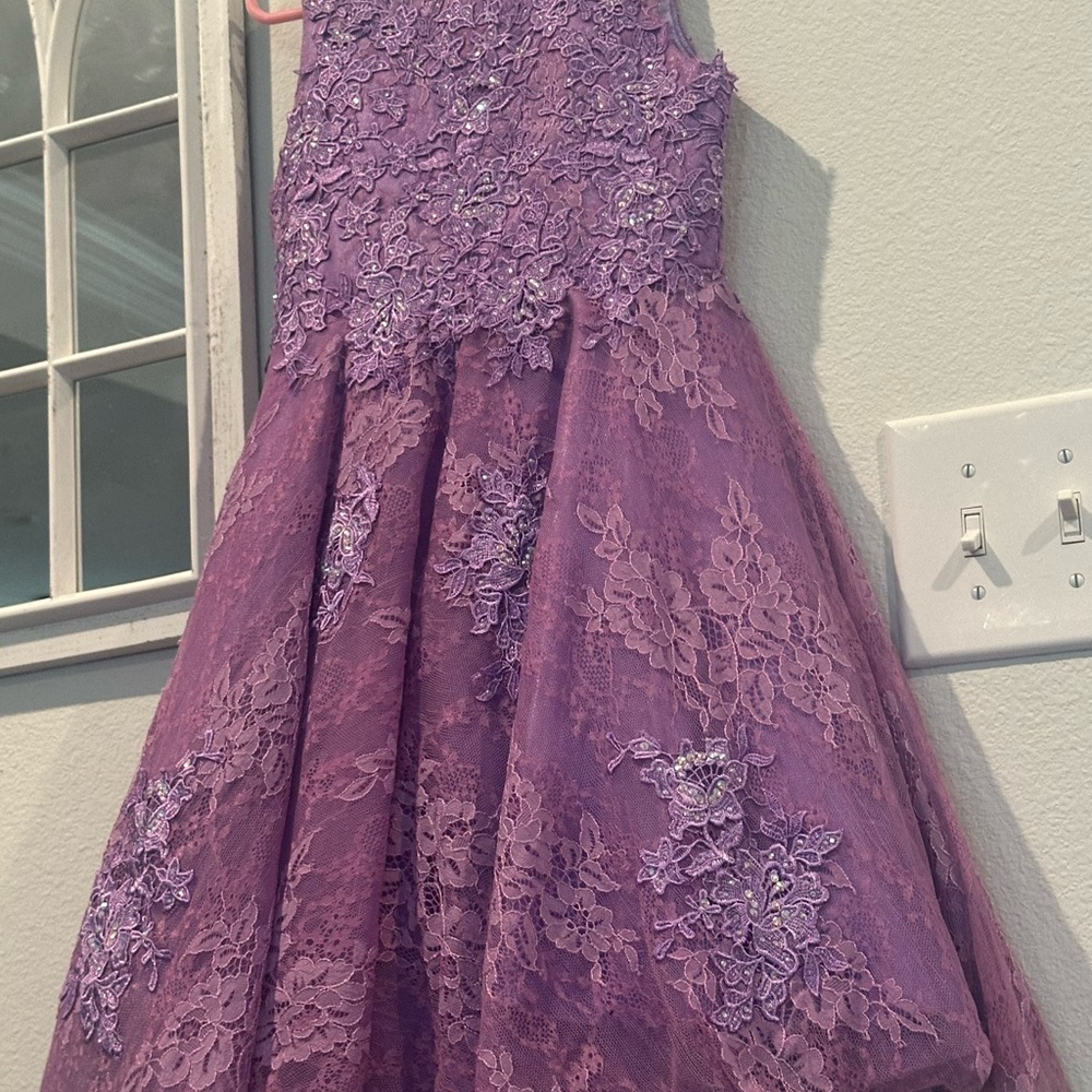 Sherri Hill Lavender Lace Kids Dress